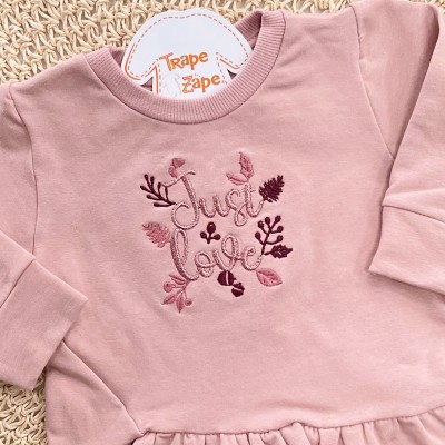 Conj. Casaco de Moletom Just Love e Calça Legging Canelada - Rose e Uva